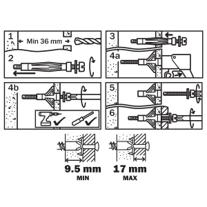 Diall Steel Pan head Hollow wall anchor M4 (L)46mm, Pack of 4