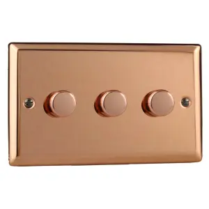 Varilight 3-Gang 2-Way 3x120W V-Pro LED Dimmer Polished Copper