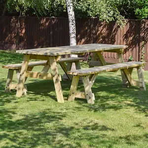 Oakham 6ft Picnic Table and Bench Set - L183 x W91 x H72 cm - Light Green