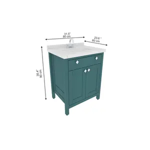 Kardelen Freestanding Single Bathroom Vanity with One Tap Hole Marble Basin White