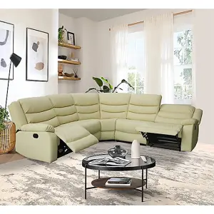 Sorreno Bonded Leather Recliner Corner Sofa In Ivory