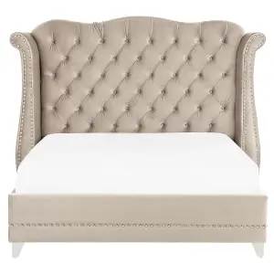 Velvet EU King Size Bed Beige AYETTE