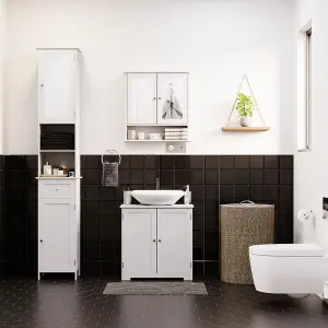 Bath Vida Priano White 2 Door Tall Bathroom Cabinet With Mirror