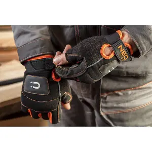 Work gloves with magnet, fingerless, size 10 - Neo Tools