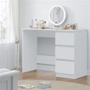 Warren 3 Drawer Dressing Table Study Desk - Modern No-Handle Design Hashtag Home Colour: White