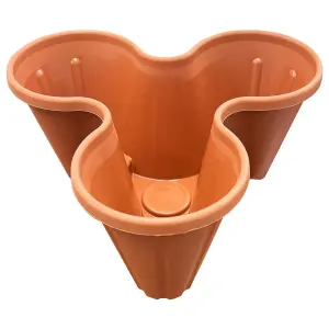 3 x Terracotta Trio 3 Pot Strawberry Stacking Planters For Planting, Gardening, Herbs & Flowers