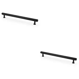 2 PACK - Industrial Hex T Bar Pull Handle - Matt Black 224mm Centres Kitchen Cabinet Door