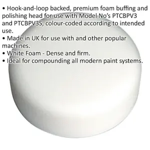 Buffing & Polishing Foam Head - 150 x 50mm - Hook-and-Loop - Dense & Firm