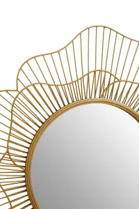 Interiors by Premier Elegant Flower Wall Mirror, 3D Metal Frame Slim Mirror, Round Shaped Wall Mirror, Compact Lounge Mirror