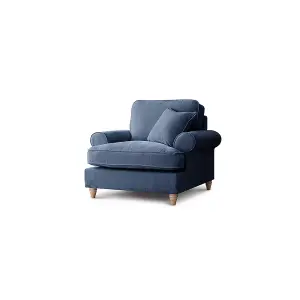 Sofas Express Mumbles Navy Blue Scroll Manhattan Arm Chair