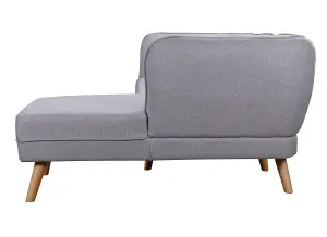 Cove 3 Seater Corner Sofa in Grey Fabric with Wooden Legs, Right Hand Chaise, Premium Quality