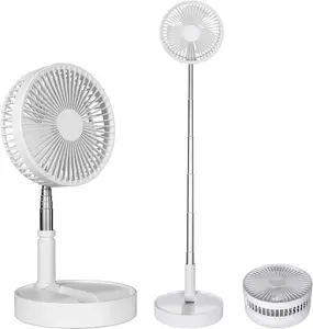 MantraRaj Cordless Telescopic Folding Fan USB Rechargeable Compact Design For Adjustable Height Air Circulator Floor Fan(White)