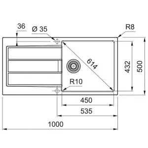 Franke Sirius S2D611PW 1.0 Bowl Tectonite Reversible Polar White Kitchen Sink