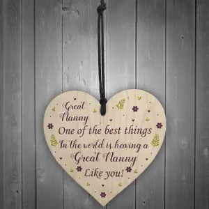 Great Nanny Gift For Birthday Christmas Wooden Heart Grandparent Gifts Handmade Keepsake