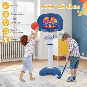 Costway 4-In-1 Kids Basketball Hoop Stand Ring Toss Sticky Ball Golf Play Set Adjustable