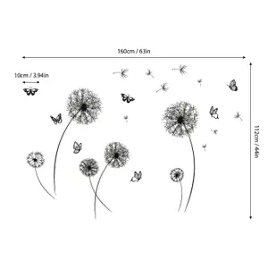 Black Dandelion and Butterflies Stickers Stock Clearance