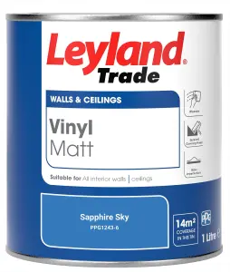 Leyland Trade Vinyl Matt Walls & Ceilings Emulsion Paint Sapphire Sky (PPG1243-6) 1L