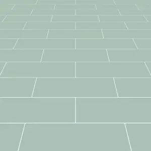 Glina Green Gloss Ceramic Indoor Wall Tile, Pack of 34, (L)297mm (W)97mm