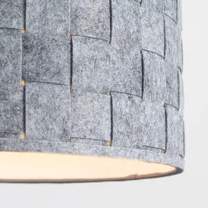 ValueLights Monza Modern Grey Felt Weave Design Cylinder Ceiling Pendant Drum Light Shade