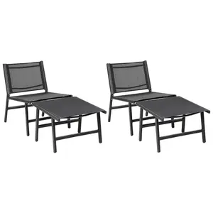 Set of 2 Garden Chairs MARCEDDI with Footstool Metal Black