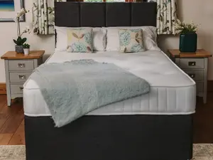 Pearl Orthopaedic Comfort Sprung Divan Bed Set 2FT6 Small Single 2 Drawers Side  - Naples Slate