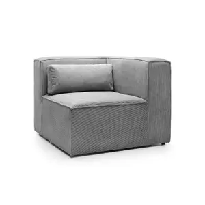 Doris Corner Unit Module in Light Grey Cord Chenille