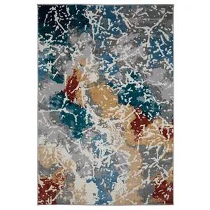 Modern Abstract Multi Easy to Clean Contemporary Rug for Living Room and Dining Room-80cm X 150cm