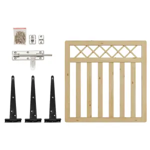 4x4ft Outdoor Cross Top Garden Wooden Gate Fence Patio Gate