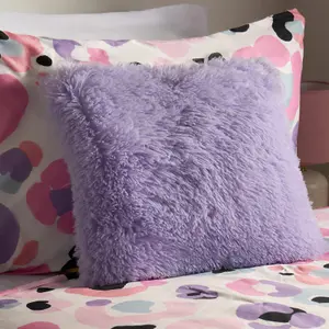 Fluffy Fleece Cushion Plump Filled Supersoft Warm Chair Pillow, Square - Lilac