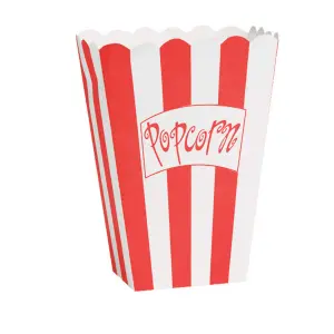 Creative Party Paper Contrast Striped Popcorn Holder (Pack of 8) Red/White (One Size)