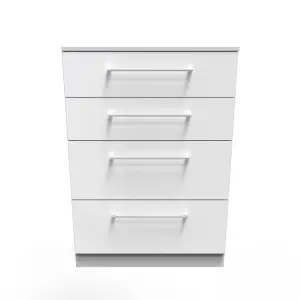 Chester 4 Drawer Deep Chest in White Gloss (Ready Assembled)