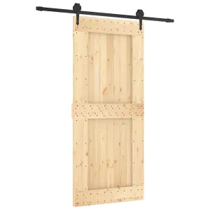 Berkfield Sliding Door with Hardware Set 90x210 cm Solid Wood Pine