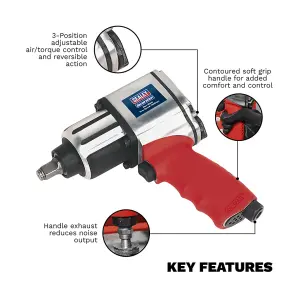 Sealey Air Impact Wrench 1/2"Sq Drive - Twin Hammer GSA02