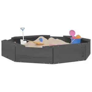 Berkfield Sandbox with Seats Grey Octagon Solid Wood Pine