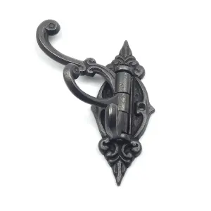 Oakcrafts - Antique Iron Triple Swivel Hat and Coat Hook