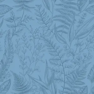 Galerie Into The Wild Blue Botanical Leaf Wallpaper Roll