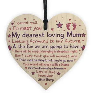 Red Ocean Mummy Mum To Be Pregnancy Congratulations Gift From Bump Baby Shower Gift Wooden Heart