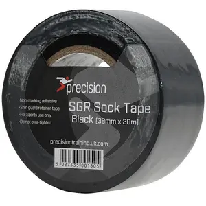 5 PACK - 38mm x 20m BLACK Sock Tape - Football Shin Guard Pads Holder Tape