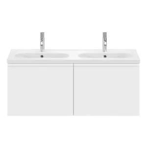 GoodHome Levanna Wide Matt White Wall-mounted Bathroom Cabinet (H) 480mm (W) 1200mm