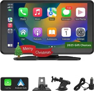 Wireless Carplay & Android Auto Portable Car Stereo, 7-Inch IPS Touchscreen Airplay, Mirrorcast, Bluetooth Hands-Free Call, AUX/FM Transmitter GPS