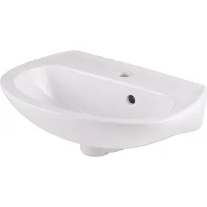 GoodHome Zuari Gloss White Oval Wall-mounted Cloakroom Basin (W)45cm