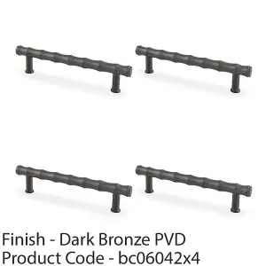 4 PACK - Bamboo T Bar Pull Handle - Dark Bronze 128mm Centres SOLID BRASS Drawer Door