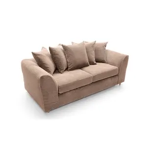 Jumbo Brown Cord 3 Seater Sofa for Living Room with Thick Luxury Deep Filled Cushioning