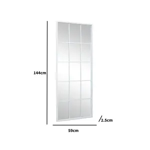 Melody Maison Extra Large White Window Mirror 144cm x 59cm