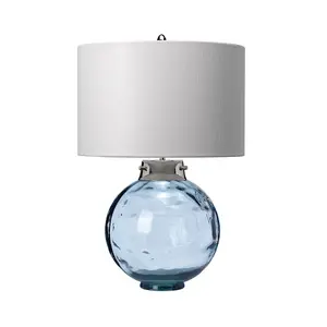 Table Lamp Hepplewhite Shade Highly Polished Nickel Glassware Blue LED E27 60W