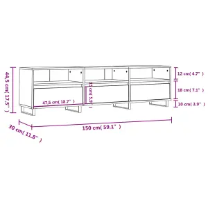 Berkfield TV Cabinet Black 150x30x44.5 cm Engineered Wood