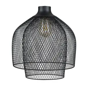 ValueLights Sigmund Retro Matt Black Mesh Design 2 Tier Ceiling Pendant Light Shade