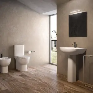 RAK Tonique Close Coupled Toilet WC with S600 Basin & Pedestal Set