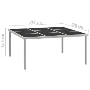 Berkfield Garden Dining Table 170x170x74.5 cm Glass and Steel