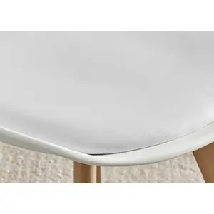 Stolm Bright Moulded Plastic Dining Chair with Wooden Legs and Foam Cushion Seat (Set of 2) White